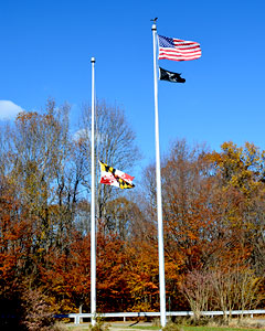 United States Flag is at Full-Staff and Maryland Flag is at Half-Staff
